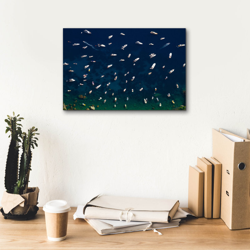 "Breakwater Bay" Boat conférence - Amalfi Coast "par Verne Varona, art mural sur toile, H 12 po x l 18 po x P 0,75 po