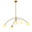 Lustre moderne en laiton poli 5 lumières avec abat-jour en verre, tige réglable, à intensité variable, compatible avec plafond incliné