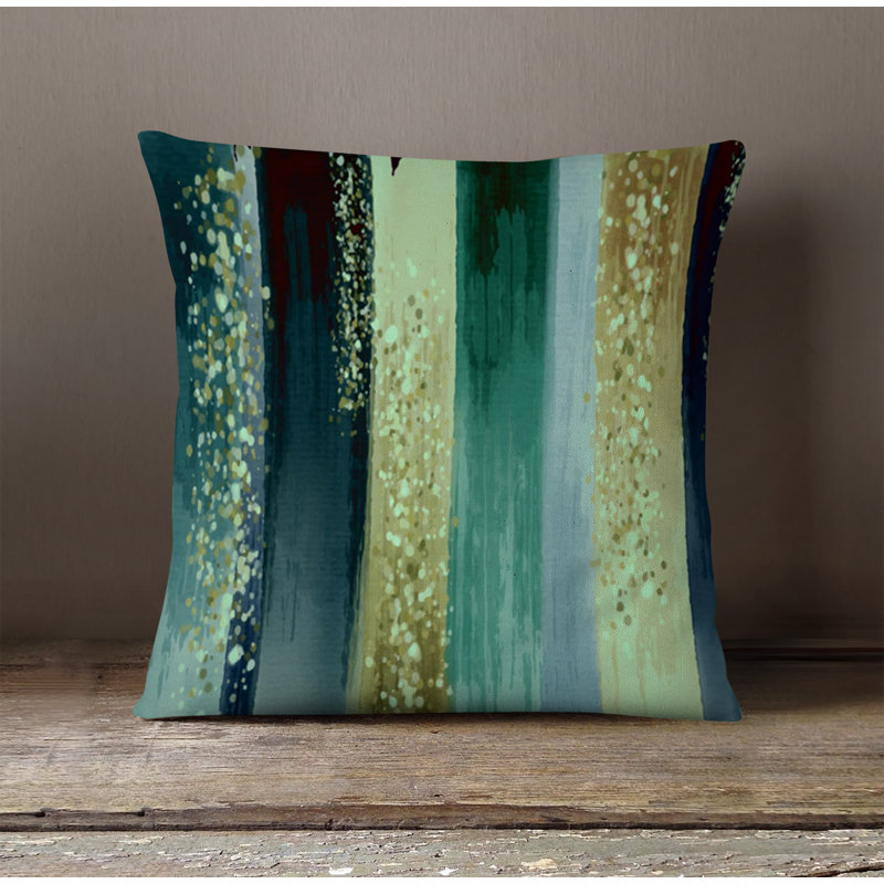 Throw Pillow With Insert, Green Striped 2, 18"H x 18"W