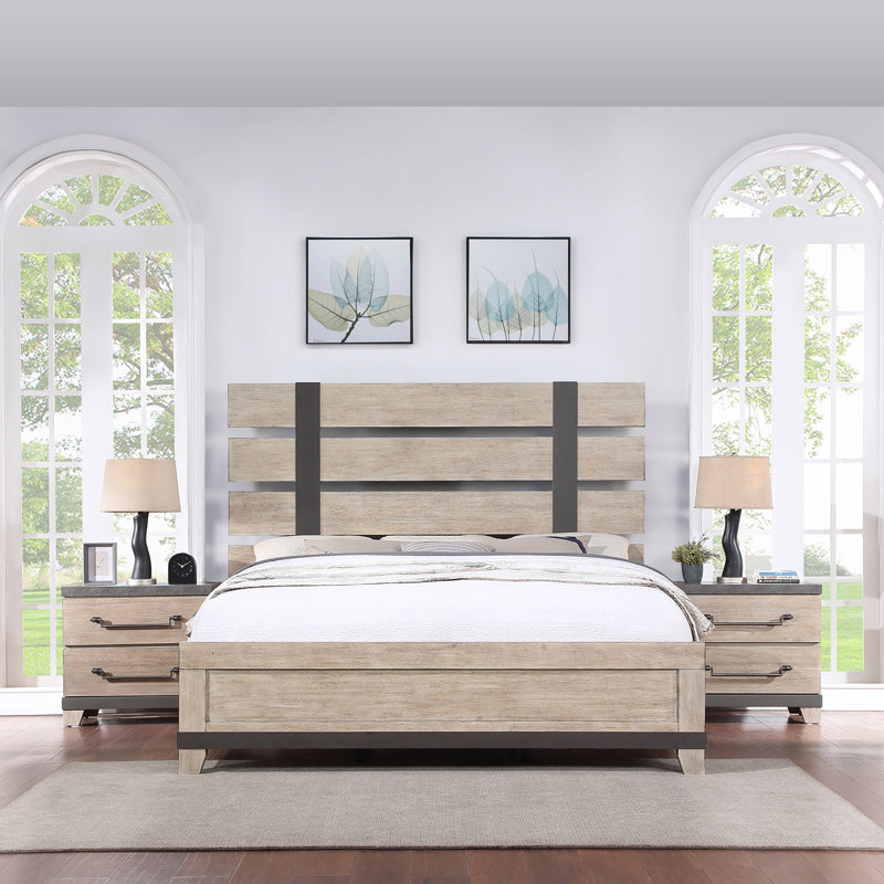 Ensemble de chambre à coucher standard 3 pièces Chadha, Grand