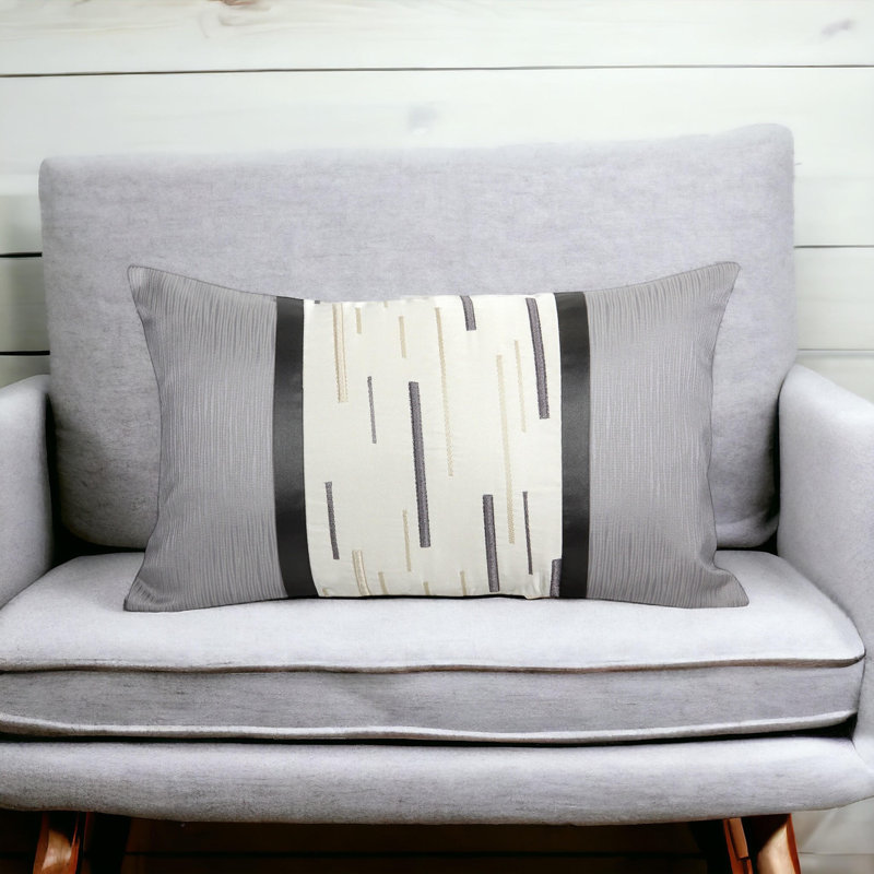  Housse de coussin lombaire brodée Luxury, Gris