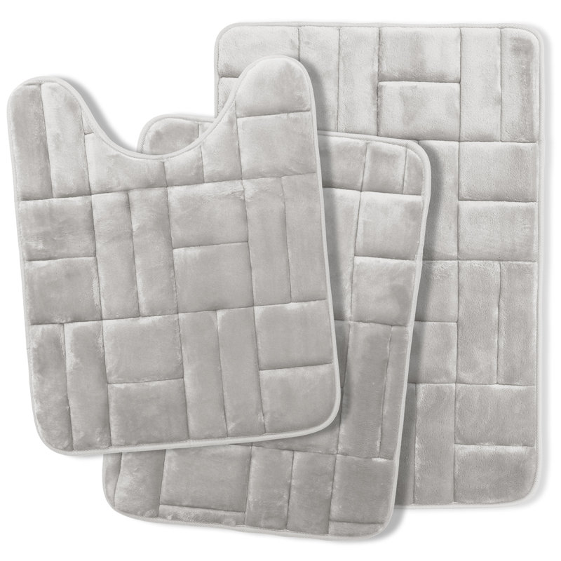 Memory Foam Non-Slip Bath Rug, Silver