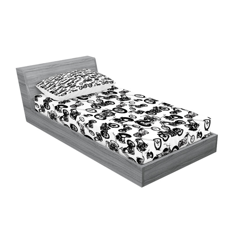 Ensemble de draps et taies décoratives noir et blanc Ambesonne