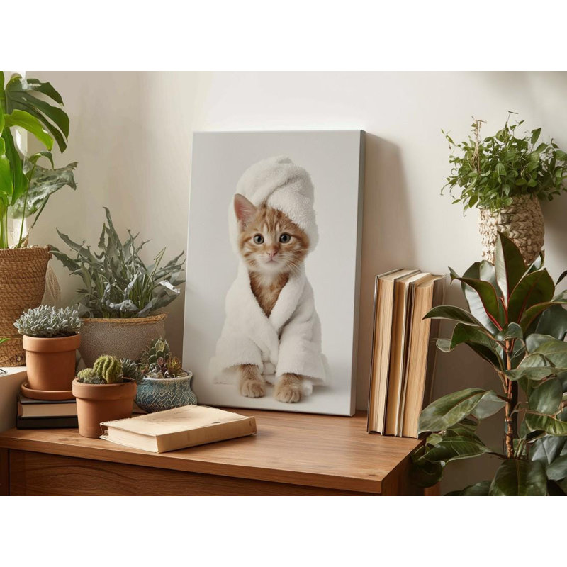 «Orange Chaton», reproduction d'art sur toile de chambre de bébé et de salle de bain fantaisiste, H 30 po x l 20 po