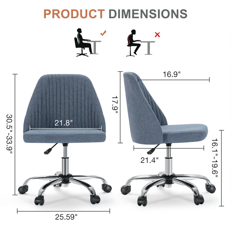 Chaises de bureau pivotantes et réglables Modern, Bleu