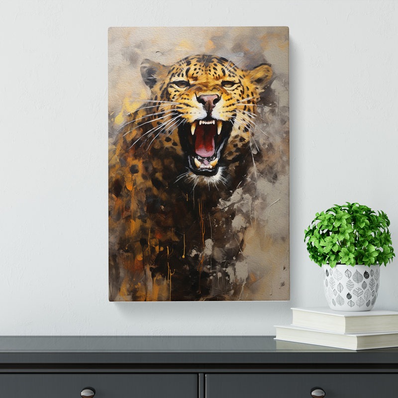 Leopard Gestural Art - Wrapped Canvas, 50cm H x 35cm W x 3cm D
