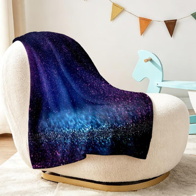 Jeté en flanelle bleue ultra douce, mauve rétro et imprimé recto