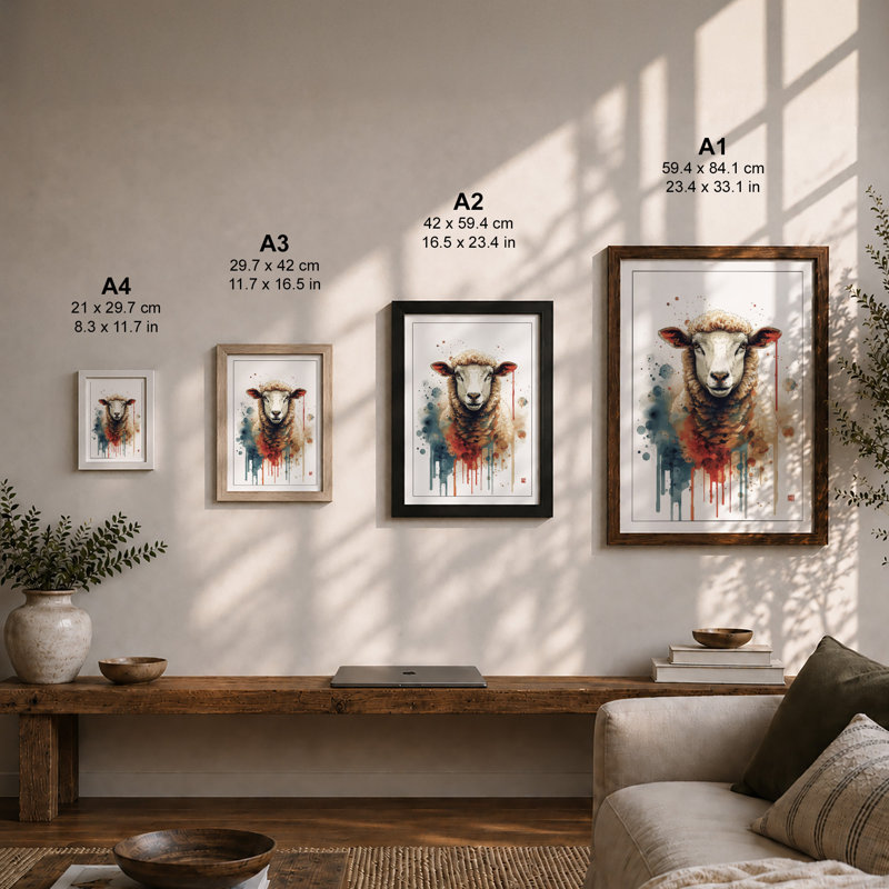 Sheep In Abstraction Eclectic - Print, Unframed, A4 - 29.7 x 21.0 cm