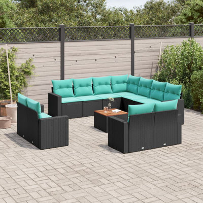 Ensemble de canapé de patio 12 pièces avec coussins en rotin de polyester