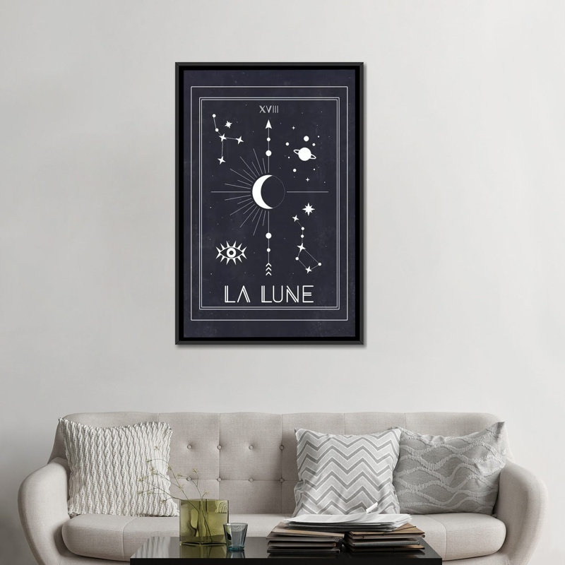 «La Lune», reproduction d'impression sur toile, H 48 po x l 32 po x P 1,5 po, Toile encadrée noire, Pas de tapis