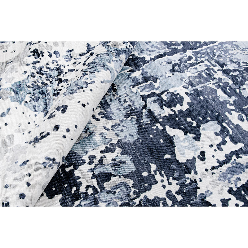 Abstract Area Rug in Blue, Rectangle 10' x 14'