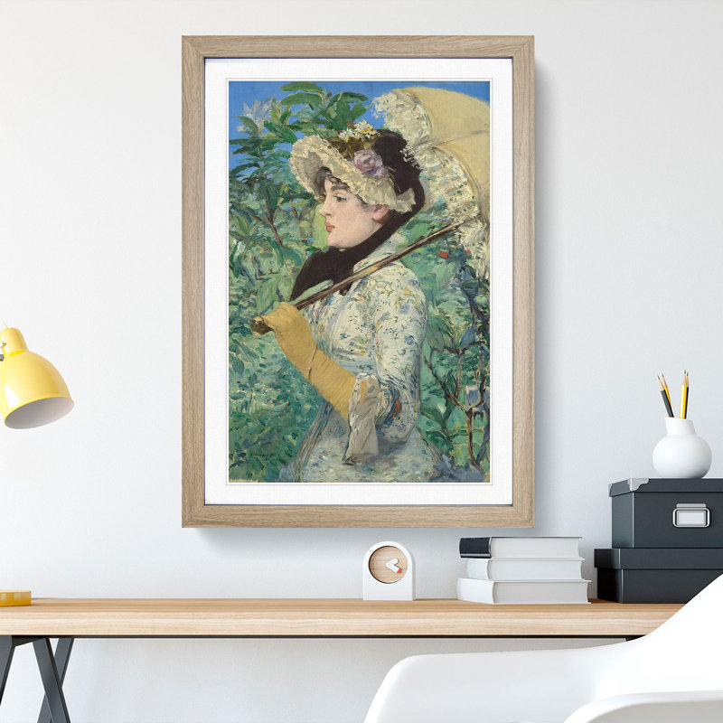 Jeanne Spring by Edouard Manet - Picture Frame Painting, Oak, 36cm H x 27cm W x 2cm D