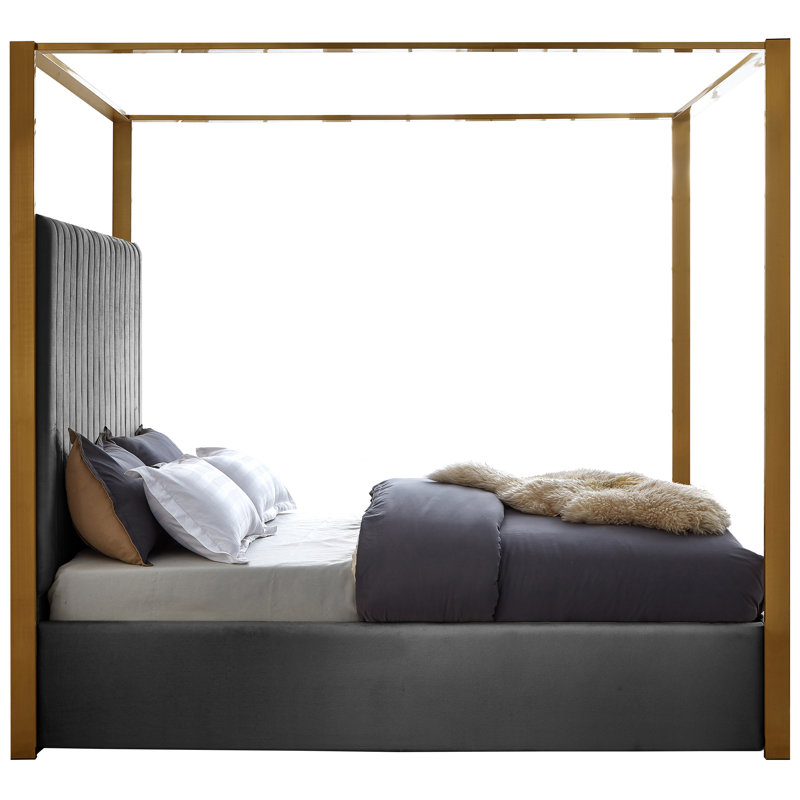 Lit en velours Jones Heersa, Grand, Velours gris