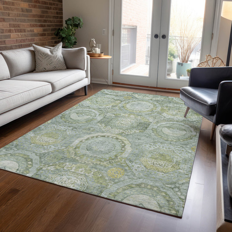 Machine Washable Indoor/Outdoor Claudian ACN1661 Sage Rug