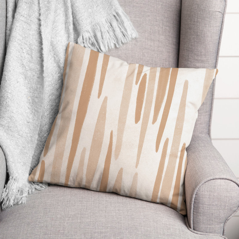 Striped Outdoor Reversible Throw Pillow, Yellow