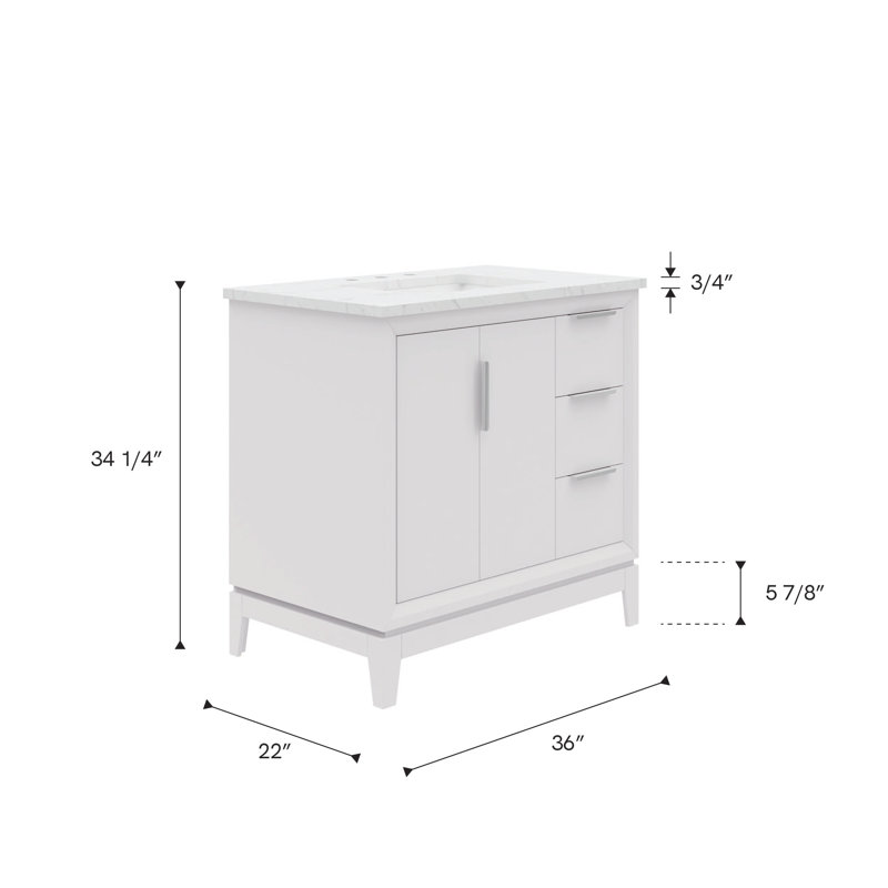 Elizabeth 36" Single Bathroom Vanity Set with Mirror, Pure White, Standard