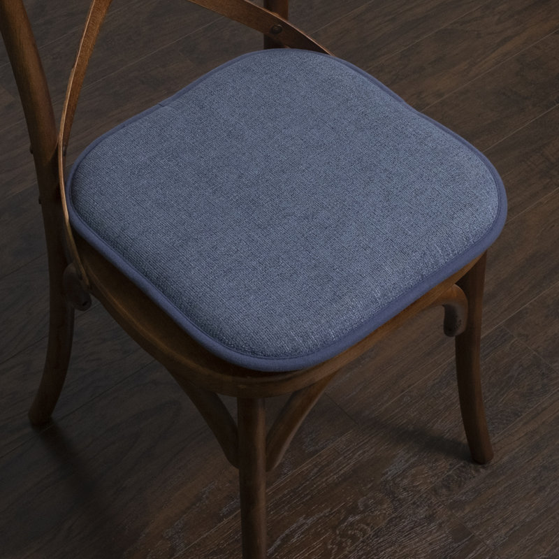 Denim Blue Memory Foam Non-Slip Chair Cushion Set