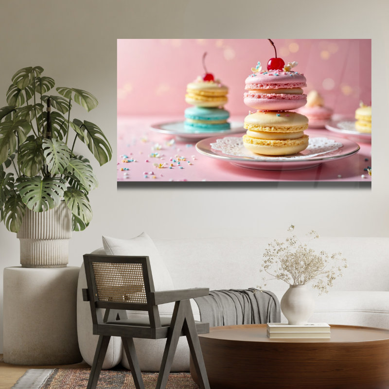 Art mural en verre trempé Macarons, H 18 po x l 24 po