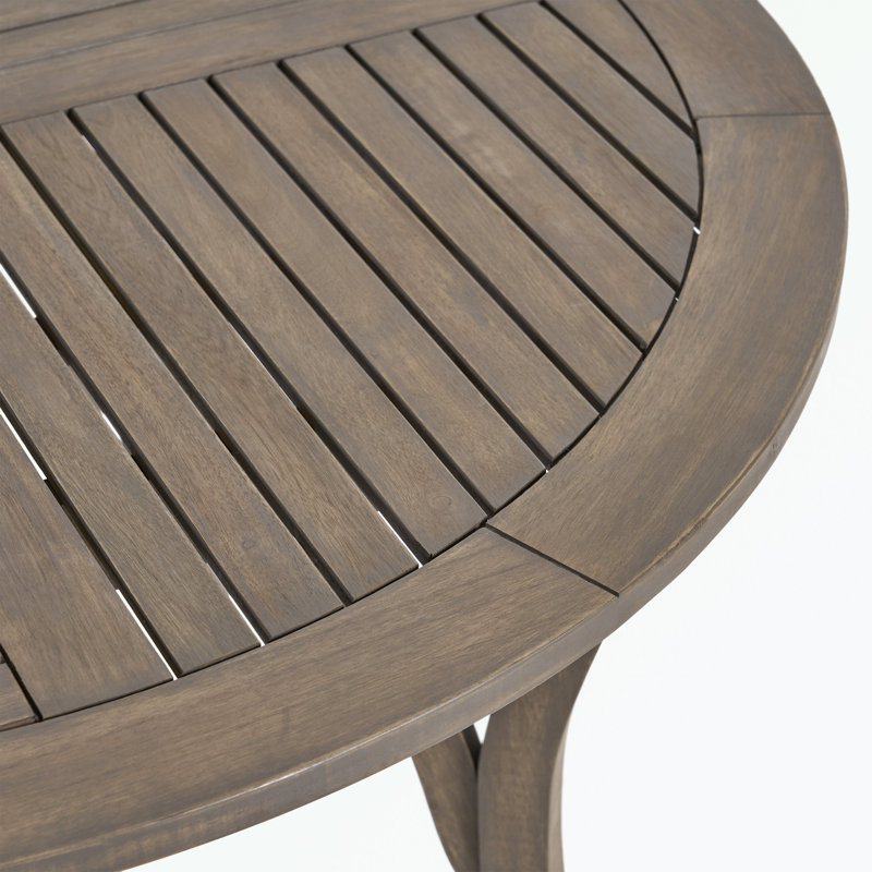 Balhi Round Acacia Outdoor Dining Table , 47.25'' in. W 47.25'' in. D, Gray