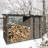 Outdoor Metal Firewood Rack And Storage Shed, Brown And Black,Two-In-One Function-123375635