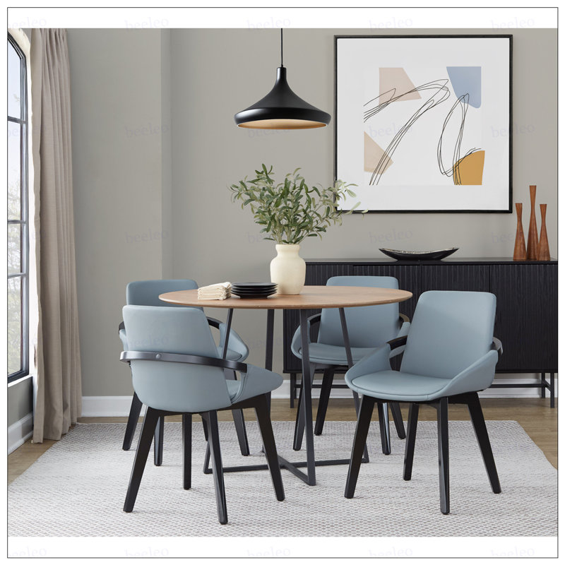 Chaise en bambou noir et similicuir gris