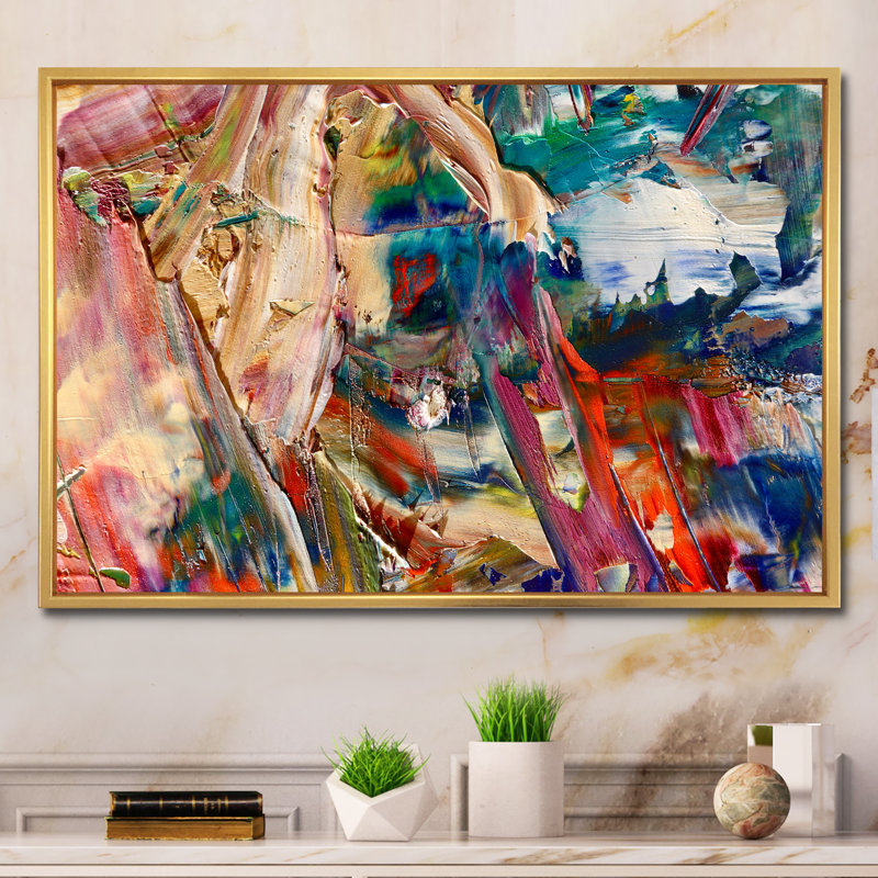 Art abstrait sur toile Colorfor, H 24 po x l 36 po x P 1 po, Cadre flottant doré