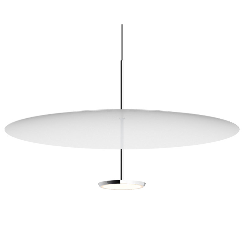 Luminaire suspendu à dôme simple 1 lumière Sky, Blanc, H 17,5 po x l 32 po x P 32 po, Aluminium poli