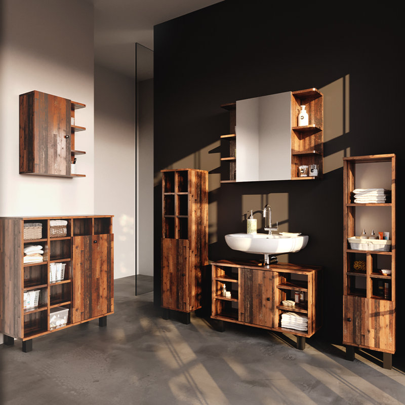 Bodan 78.4Cm W x 91.6Cm H x 34Cm D Free-Standing Bathroom Cabinet