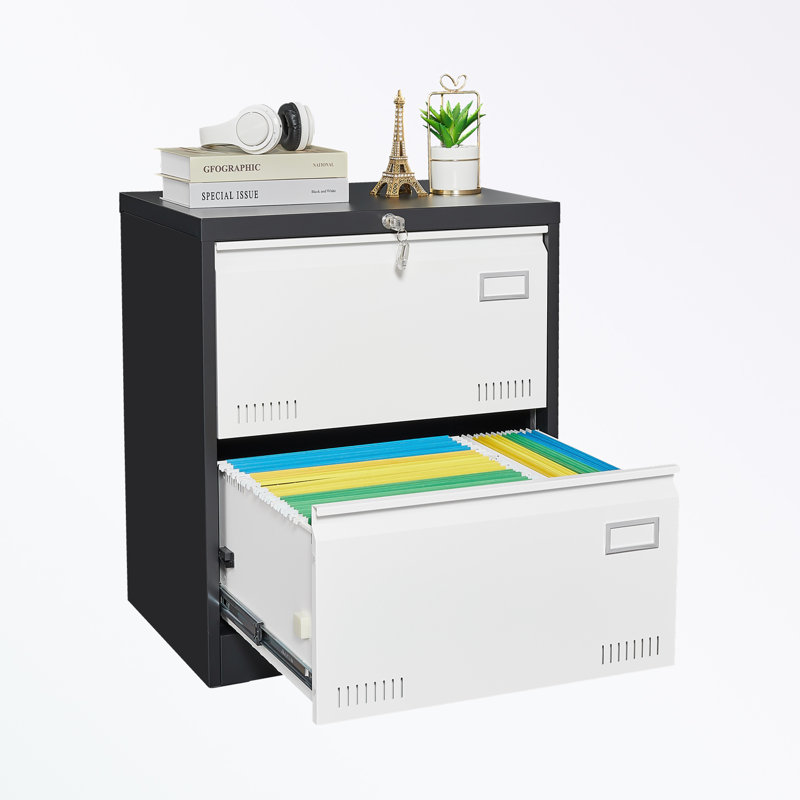 Meinke 23.62'' Wide Filing Storage Cabinet, Black/White