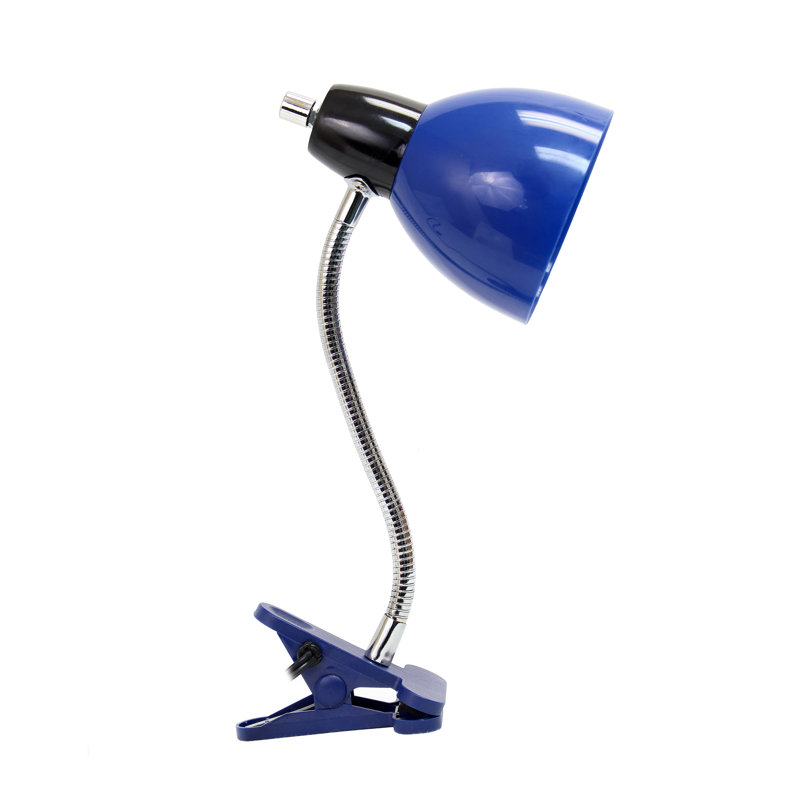 Adjustable Blue Clip-on Desk Lamp with Flexible Gooseneck