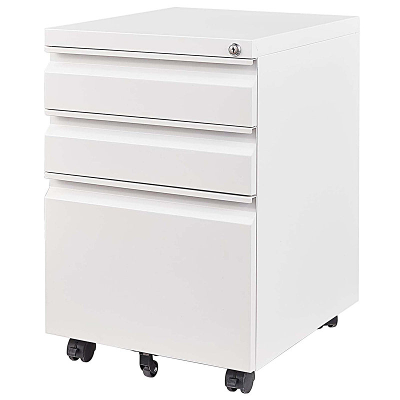 3 Drawer Mobile File Cabinet with Lock, Metal Filing Cabinets