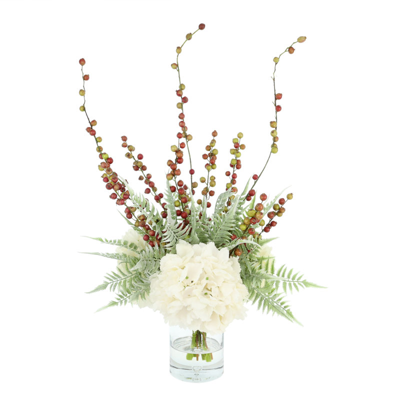 Holiday Floral with Hydrangeas, Ferns and Berries