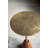 D15X22" Slender Brass Side Table With Textured Gold Top And Wooden Pedestal Base