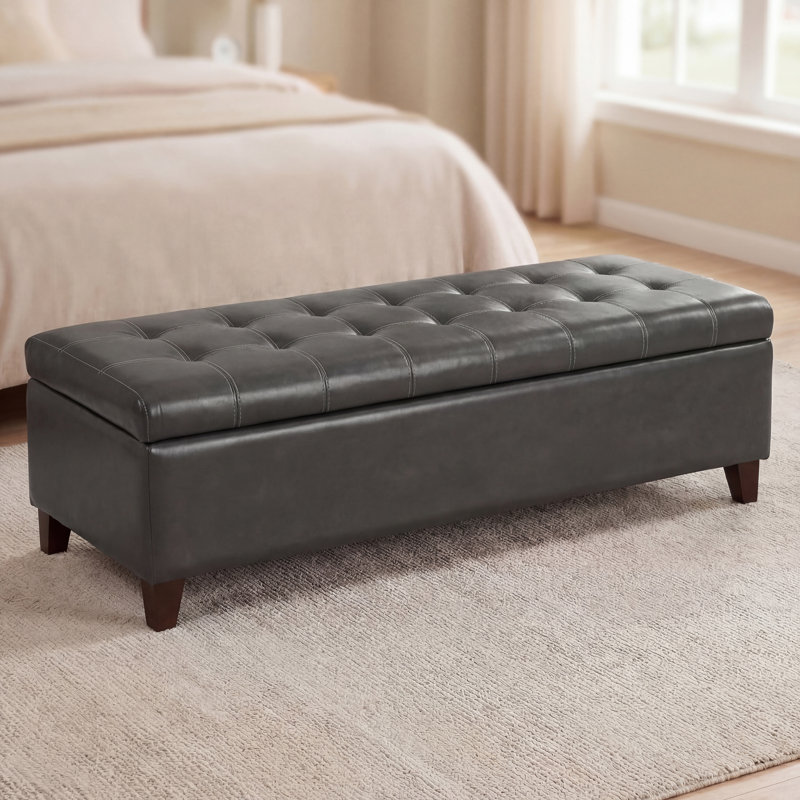 Banc de rangement en simili cuir Loggins, Gris foncé