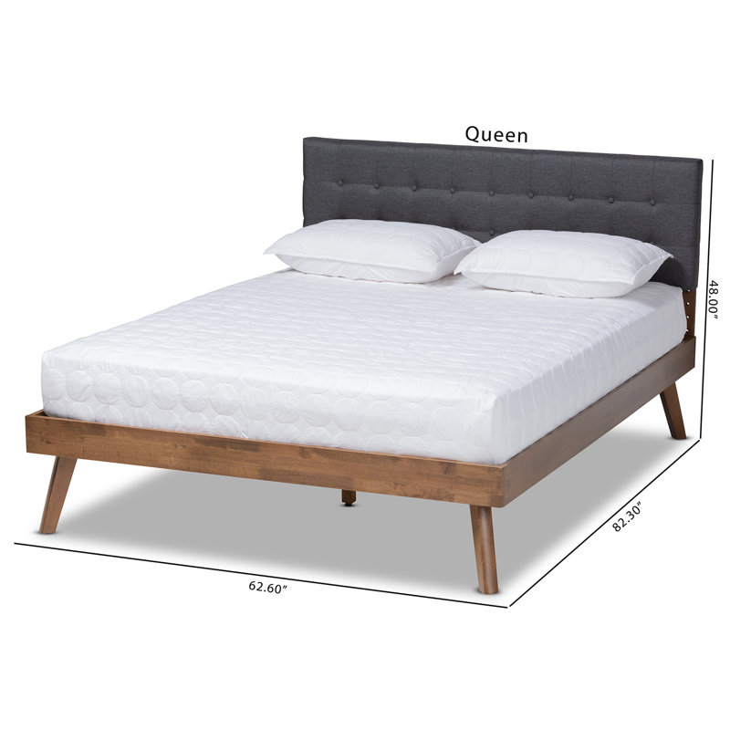 Charito Upholstered Platform Bed, Dark Gray, Queen