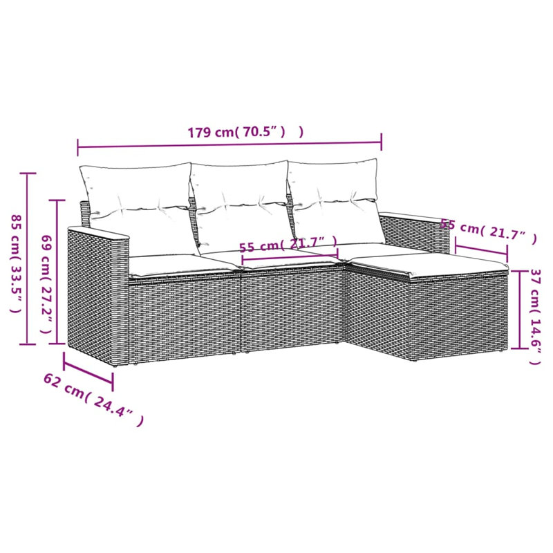 Ensemble de canapé de jardin Vidaxl gris