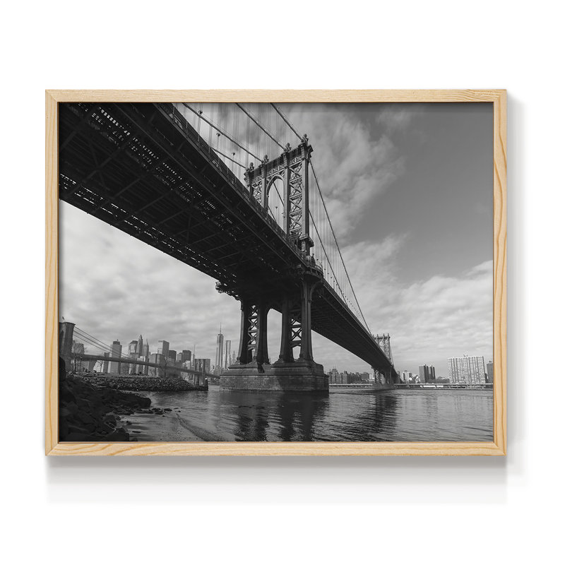 Manhattan Bridge -Framed Print - Restickable, Natural, 22" H x 28" W