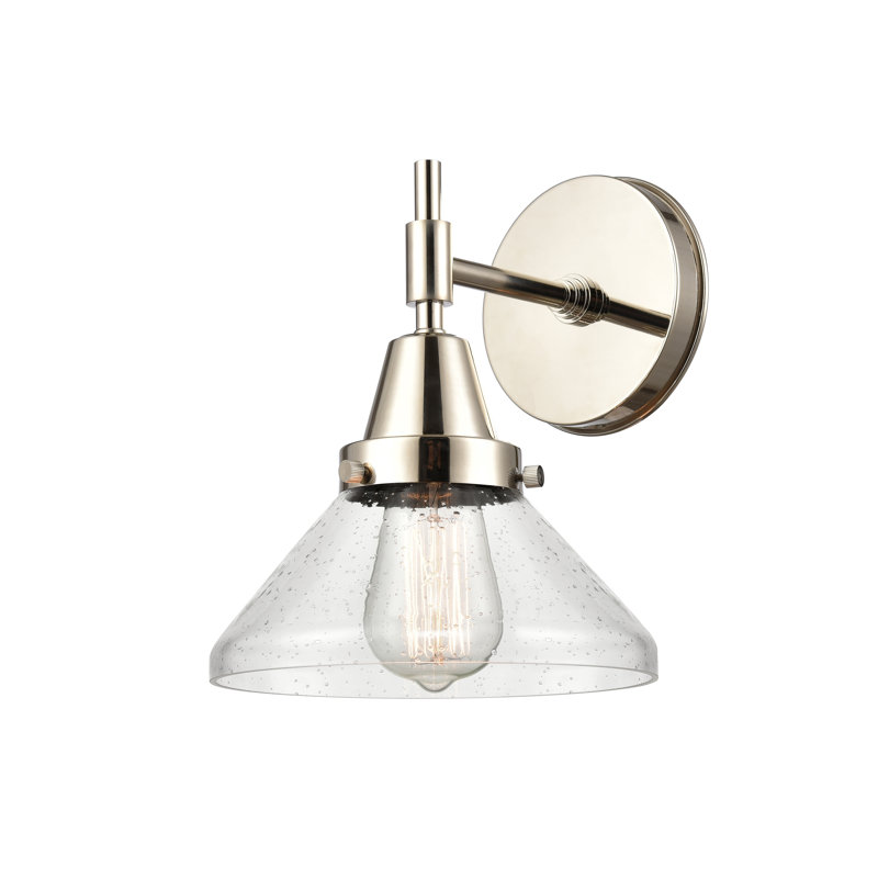 Amede Steel Armed Sconce, Polished Nickel