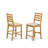 3 Piece Kitchen Counter Height Dining Table Set Contains a Round Pub Table with Pedestal and 2 Linen Fabric Upholstered Chairs, 36x36 Inch, Oak-1227200560-1209423179