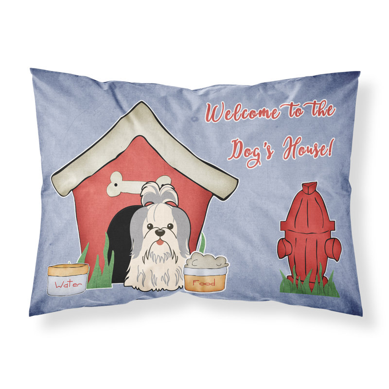 Taie d’oreiller chien house, Shih Tzu blanc argent