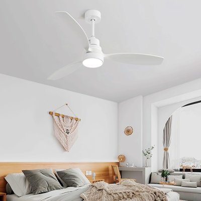 Ventilateur de plafond à pales en bois à DEL 52 pouces avec ensemble d'éclairage et télécommande à 6 vitesses 52 pouces