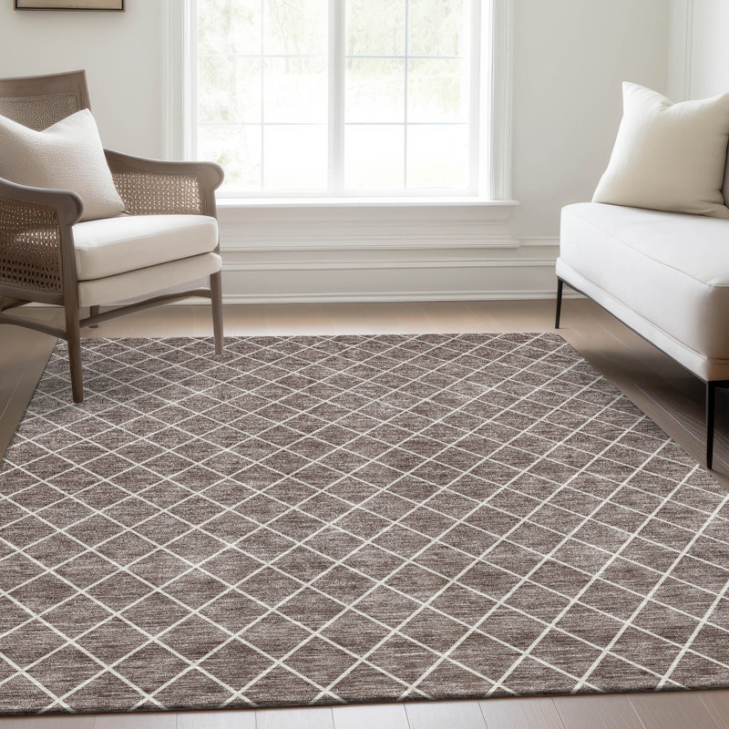 Premium Machine Washable Prisco Taupe Rug, Rectangle 3' x 5'