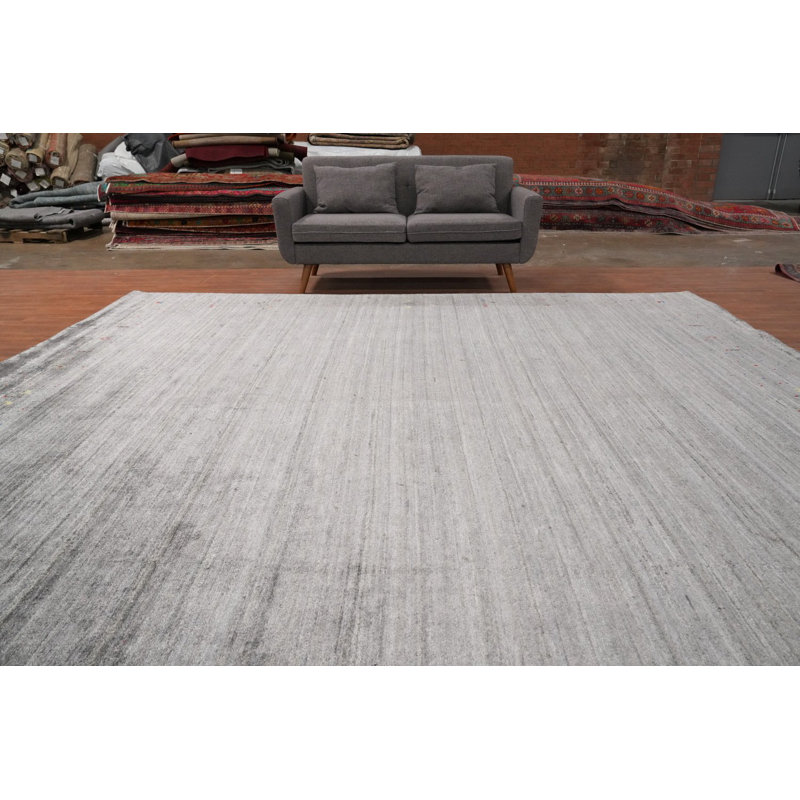 Tapis gris de style Gabbeh 12 x 12 parfait pour une élégance discrète