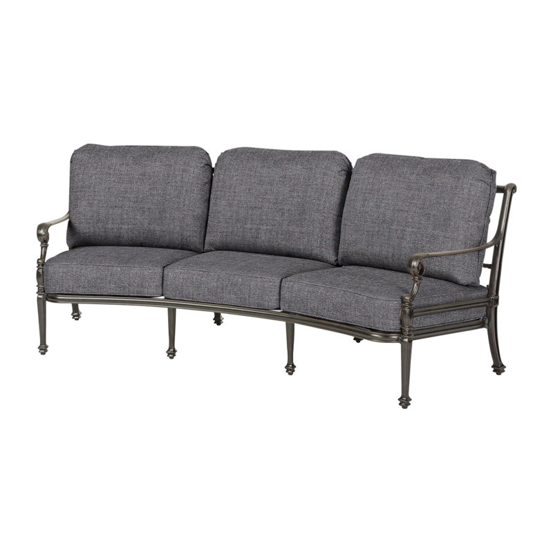 Grand Terrace Curved Sofa with Sunbrella Cushions, Cast Slate Sunbrella® Plainweave, Desert Bronze