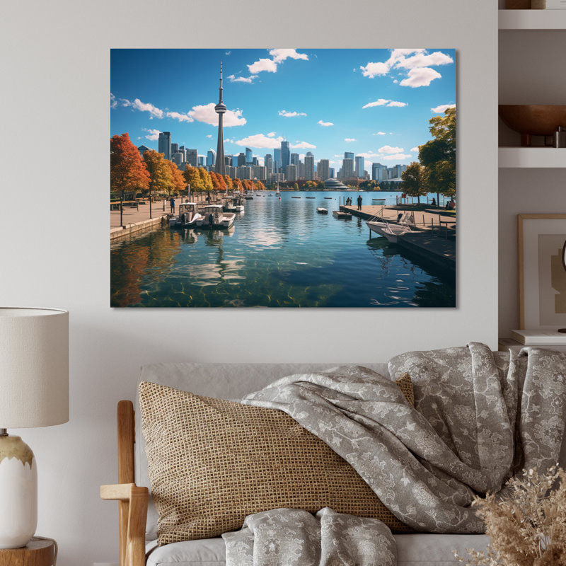 Paysage urbain de Toronto pendant la journée - reproduction d'art sur métal sans cadre, H 12 po x l 20 po x P 1 po
