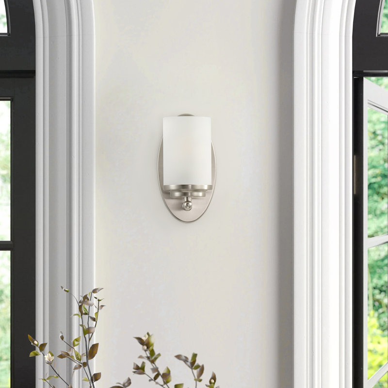 1-Light sand nickel dimmable glass wall lamp, Nickel