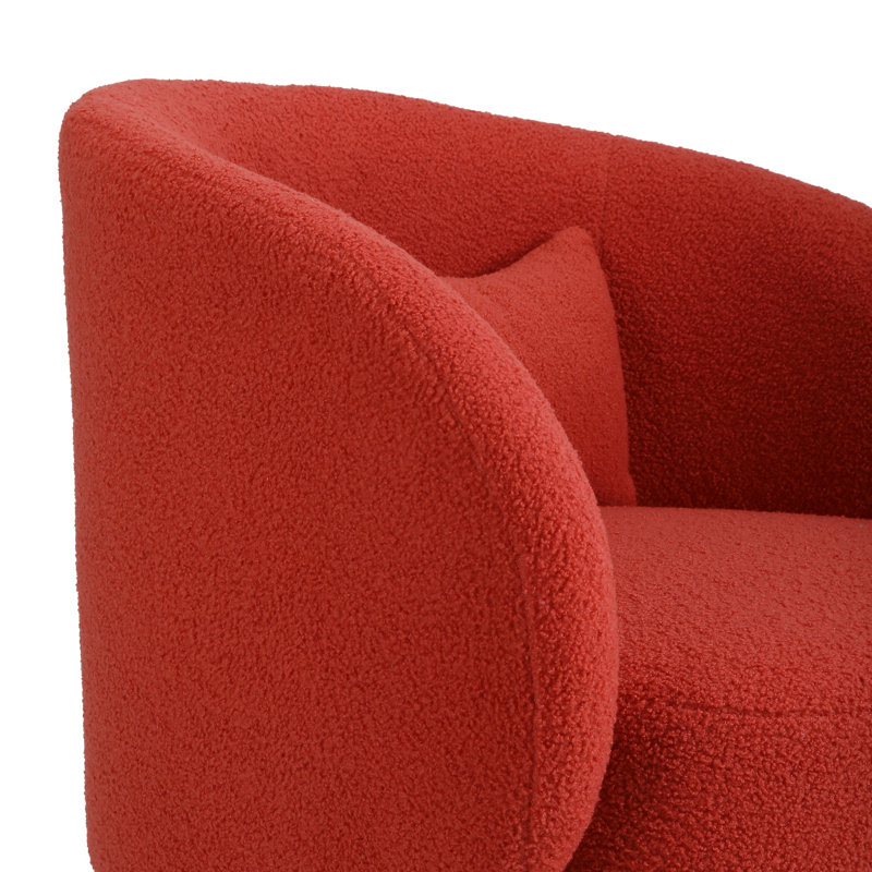 Fauteuil pivotant, fauteuil rond en tissu pour la chambre à coucher du salon, Fausse fourrure orange