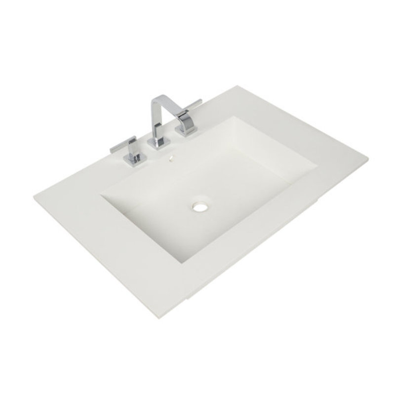 Linear 30 In. W X 21 In. D X 21.5 In. H Bath Vanity In Black Gloss With Solid Surface Countertop, 30" W