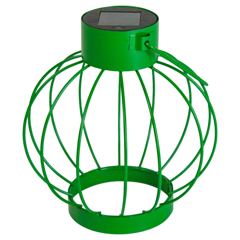 6.5" Green Metal Outdoor Hanging LED Solar Lantern