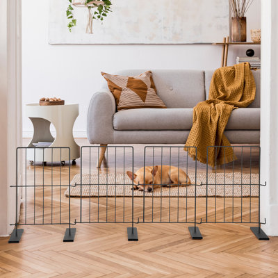 Barrière pour animaux 4 panneaux en métal avec escalier amovible, barrière pliable pour petits animaux de compagnie, clôture de sécurité pour chiots pour la maison, l'intérieur et l'extérieur